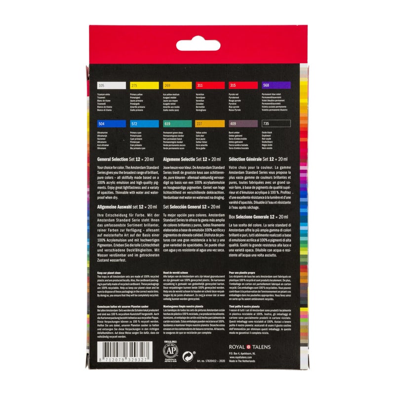 Amsterdam Acrylic Standard Series Paint Set 12x20milliliter - Image 2